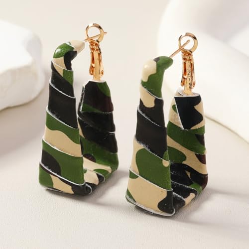 Chunky Leopard Leather Earrings Bohemia Camouflage Leather Dangle Earrings Chunky Rectangle Black White Zebra Print Earring Handmade Vintage Faux Leathers Statement Earring Boho Style Jewelry2