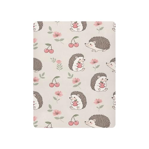 Image of Hedgehog Flowers Cherry Beige Fitted Crib Sheet for Boys Girls Baby Bedsheet for Crib Mattress,39 x 27 in