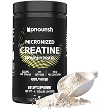 UpNourish Micronized Creatine Monohydrate Powder 400 G - Unflavored Vegan for Pre Workout, Muscle Building Pure Women and Men Instantized Supplement, 80 Servings 14.1096 Ounce