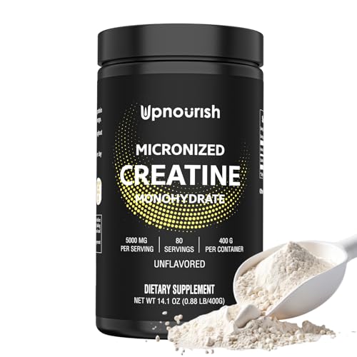 UpNourish Micronized Creatine Monohydrate Powder 400 G - Unflavored Vegan for Pre Workout, Muscle...