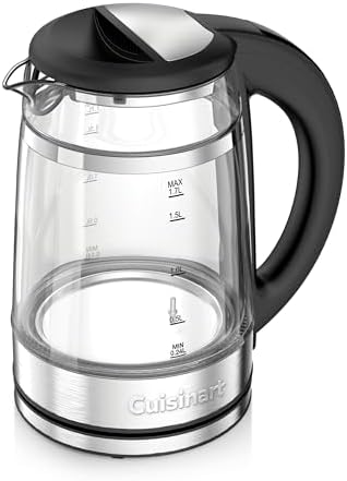 Cuisinart 1.7L Glass Variable Temperature Control Electric Kettle 110°F–212°F with Touchscreen Controls, Illumination, Dual‑Layer Cool‑Touch Design & Nondrip Spout