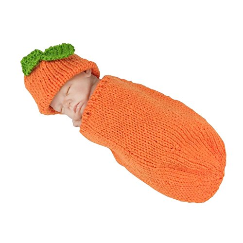 Jastore® Photography Prop Christmas Pumpkins Knitted Crochet Costume Hat Sleeping Bag Red
