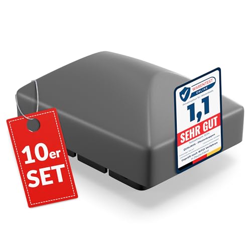 Qualinos 10x Zaunkappen Kunststoff 40x60mm mit Runddach | Pfostenkappen für Doppelstabmattenzaun | Abdeckkappen UV-stabilisiert | Hochwertige Zaunpfosten Kappen Made in Germany (Silber/Verzinkt 9006)