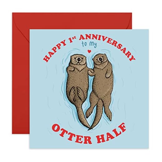 Central 23 - Cute 1st Anniversary Card for Her - 'Happy 1st Anniversary' - 1st Wedding Anniversary Card - Sweet Anniversary Card for Husband - Anniversary Card for Couple - Comes with Fun Stickers