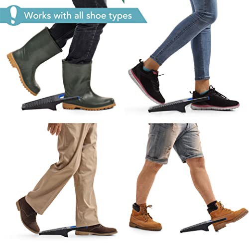 HEFTMAN Stiefelknecht für Gummistiefel - Robuster Boot Jack, Stabiler Stiefelanzieher, Stiefelknecht Kunststoff mit Schuhabstreifer zum Entfernen von Schlamm (Schwarz/Blau)