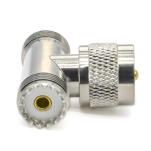 2 Conectores UHF Tee PL259 3 vías para radios y antenas miniatura 2