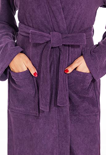 Image of Vislivin Womens Lightweight Bathrobe Soft Kimono Robes Terry Cloth Bathrobe Knee Length Bath Gown