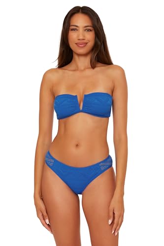 BECCA Women's Color Play V-Wire Bandeau Bikini Top, Adjustable, Tie Back, Swimwear Separates3