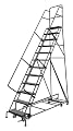 Tri-Arc KDED112246 12-Step All-Directional Steel Rolling Industrial & Warehouse Ladder with Perforated Tread, 24-Inch Wide Steps