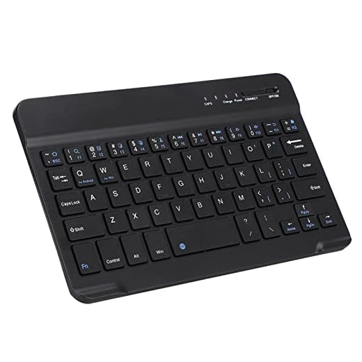 Akozon Tablet da 7-8 pollici, tastiera Bluetooth wireless leggera sottile per cavo portatile Android iOS Tastiera in lega di alluminio nera iOS