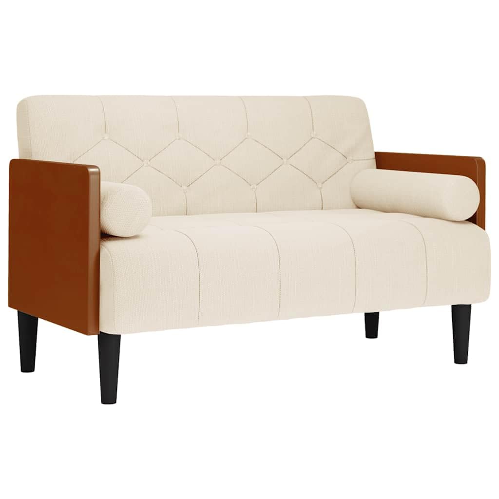 Sofá compacto para salón y dormitorio de lino con asientos de 110 cm de ancho y cojines