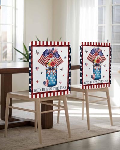 Xyliovatrix Blue Red 4th of July Chair Covers Set of