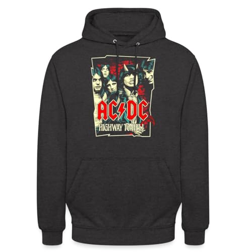 Image of Spreadshirt AC/DC Logo And Band Highway To Hell Album Unisex Hoodie, XXL, charcoal grey