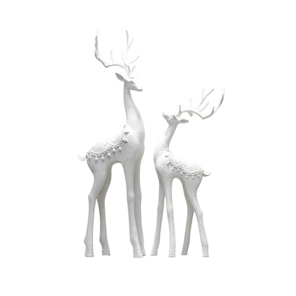 WQQYU6HKF Table Decorations Exquisite Deer Sculpture Light Luxury Floor-standing Resin Ornaments Porch Landscaping Art Statue(White)