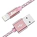 Lightning Cable, Aimus 4Ft Nylon Braided Fast Charging Cable with Aluminum Connector for iPhone 7/7 Plus/6/6S/6 Plus/6S Plus/5/5S/5C/SE, iPad Mini 2 3 4 Air iPod and More, Rose Gold