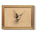Bzstyleart Vintage Wall Art Decor, Gold Framed Wall Art Decor Vintage Birds Prints Texas State Bird Home Decor Aesthetic, Sketch Painting Picture Bird Artwork for Living Room, 12L x 16W