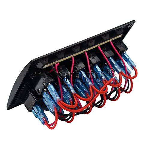 Universal 12-24V 6Gang Panel de interruptores combinados para barco Marine Yacht Caravan, Panel de interruptores LED a prueba de salpicaduras