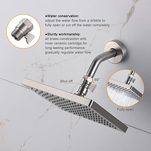 Chuangtim Shower Shut Off Valve, Brass G1/2“ Water Flow Control Valve For Shower Head And Handheld, Water Pressure Regulator Replacement For Shower System, Brushed Nickel #TOP4