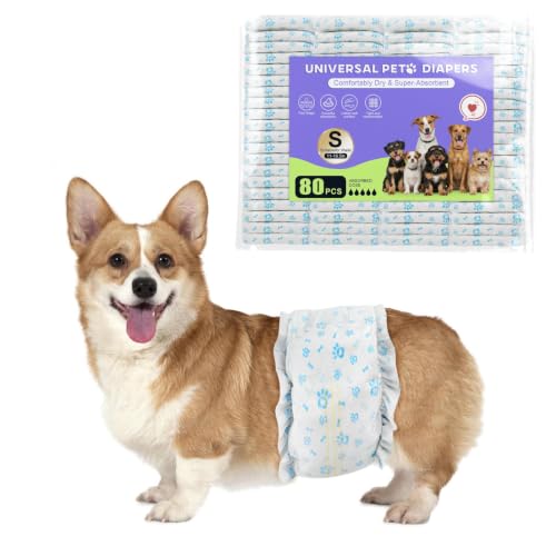Image of Disposable Dog Diapers Male 80 Count Belly Bands for Male Dogs Small, Male Dog Diapers with Wetness Indicator Adjustable Male Dog Wraps Super Absorbent Leak-Proof for Incontinence Marking - Blue