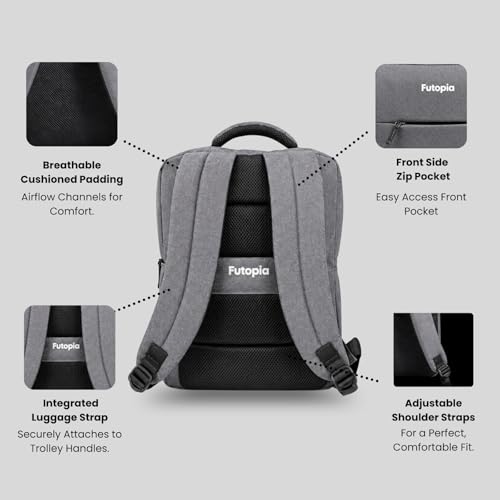 Image of Futopia Premium 26L Capacity Backpack Casual Bag With Fit 15.6 Inch Laptop, Side And Front Side Zipp Store, Luggage Strap, Lightweight & Durable For Men & Women Perfect For Office & College - Grey