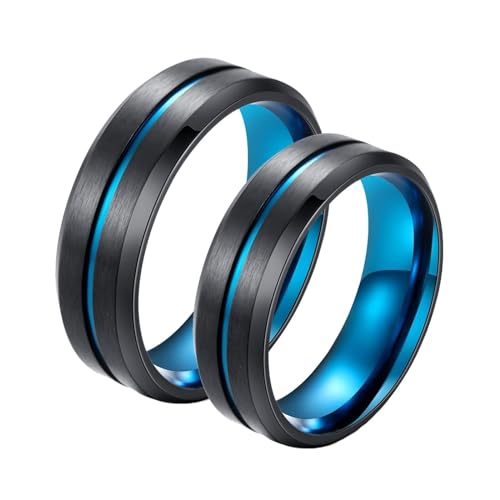 Bague de mariage couple en acier brossé mat bicolore symbole de promesse