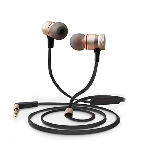 EDGE ES07 in-Ear Explosive Bass Earphones with in-Line MIC (Black) (ES07, Gold)