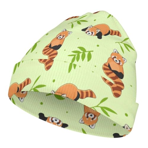 Red Panda Leave Tree Kids Beanie Hat for for Girls Boys Children Cap Winter Knitted Chemo Cancer Headwear Accessories Gifts Decoration