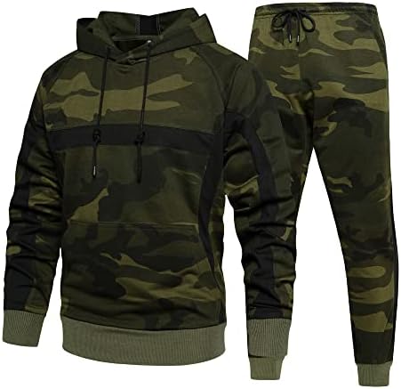 MANLUODANNI Mens Sweat Suit 2 Piece Hoodie Tracksuit Sets Casual Comfy Camo Jogging Sports Suits with Kangaroo Pockets, 105Green-M