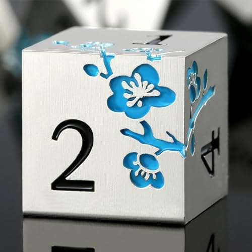 Silver Metal DND Dice Set, 7PCS D&D Metal Dice with Metal Case for Dungeons and Dragons, Shadowrun, Pathfinder, Savage World and Table Games (Glow in The Dark Blue) - 3