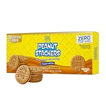 ChocZero Peanut Stackers Sandwich Cookies Gluten Free, No Added Sugar, Keto Friendly Cookies with Peanut Butter Creme, 24 Cookies, 9 oz Box