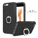 iPhone 6 Case, iPhone 6S Case, Zvedeng Ring Holder Kickstand Ring Stand Ring for Phone Non-slip Anti-Drop [Shock Absorbent] Dual Layer Defender Case Cover for iPhone 6 6s 4.7 inch Black and Grey