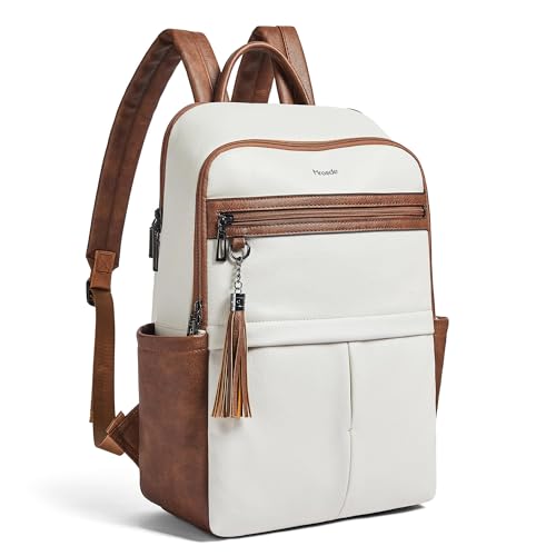 Leather Laptop Backpack for Women, 15.6