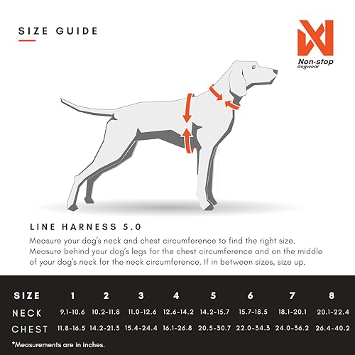 Non-stop dogwear Line Harness 5.0, Gepolstertes Hundegeschirr für kleine, mittlere und große Hunde, gemacht fürs Wandern, Sport und den aktiven Alltag, Größe 6