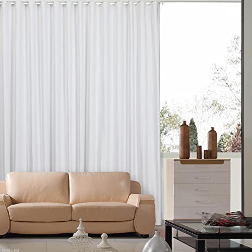 Chadmade 36Wx96L Inches Ripple Fold Drapery Panel Room Darkening Two Layers Velvet Curtain Room Divider, Work With Special Lora Track Set, Snow White - 1 Panel, Leon Collection #TOP2