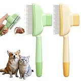 2 Stück Fellblitz Bürste, Selbstreinigender Katzenkamm für Haustiere, Flohkamm Katzen Hunde, Haarkamm für Katzenhaare mit Entriegelungsknopf, Katzenbürste für Reinigung von Losem Verknotetem Fell