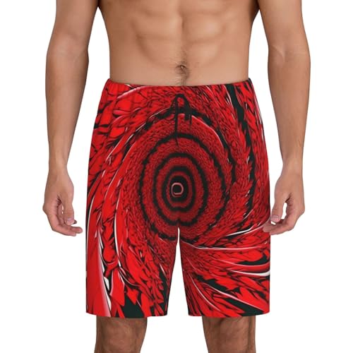 Short de pyjama homme imprimé fleurs rouges contre la chaleur nocturne estivale