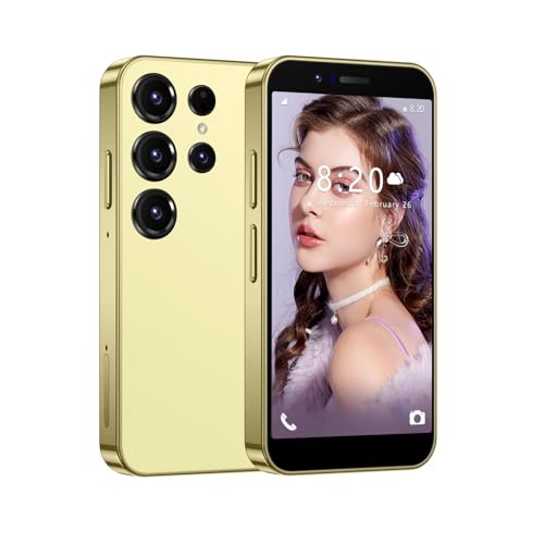 CatCalls Mini Smartphone Entsperrt 4G Handy, 3.0 Zoll, 32GB Erweiterbar bis zu 128GB, Dual SIM Dual Kamera, Android 10.0, Unterstützung WiFi Bluetooth Backup Telefon (S25mini-Gold)