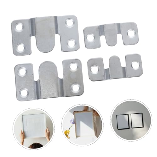 Image of 4Pcs Heavy Duty Interlocking Flush Mount Bracket for Picture Hanging Versatile Wall Hardware for Photos Mirrors Precision Design for Strong Stability Suitable for Various