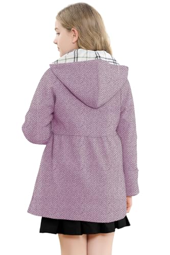 Image of Betusline Girls' Dress Coat, Kids Hoodie Wool Blend Coats Fall Winter Outerwear Peacoat,2-14 Years