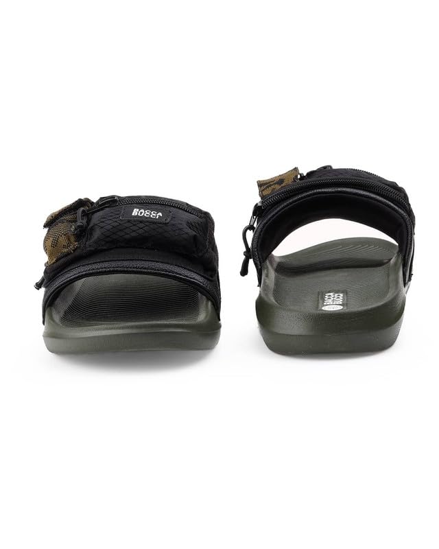Image of Bacca Bucci Utility Slide for Men | Dual Pocket Slides with Zipper & Velcro Closure | Cushioned EVA Footbed | Casual & Outdoor Slippers