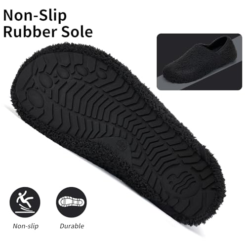 Image of WateLves Womens & Mens Lightweight Cozy Faux Furry House Slippers - Rubber Sole Slip On Sock Shoes - Foldable Travel Slippers - Indoor & Outdoor