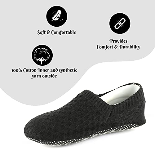 Image of Footmate Anti Skid /Slip Slipper Socks (2 Pair Pack) - Lightweight Rubber Grip Slippers Sock For Women & Men | Ultrasoft Comfort Slipper Shoes For Office, Home, Outdoor & Indoor