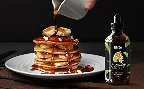 Enzo Liquid Stevia Drops Our Zero Calories Sweetener (4oz - 800 Servings/Bottle) - Toffee Caramel - All Natural flavoring with No Artificial Additives & Filler Ingredient