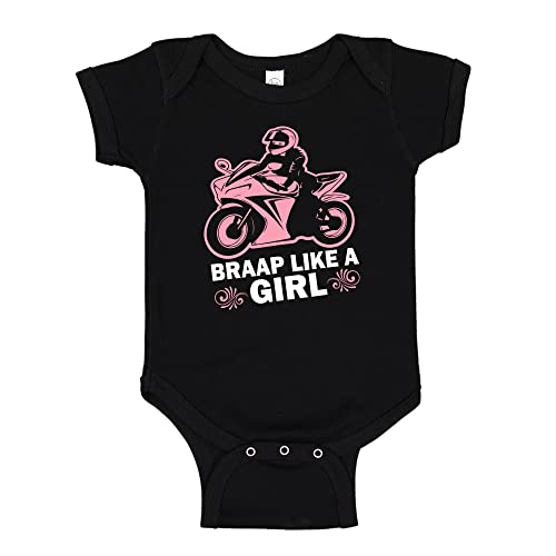 Image of Dirt Bike Girl Baby Bodysuit One Piece Toddler T-Shirt Braap Like A Girl Motocross Baby Clothes