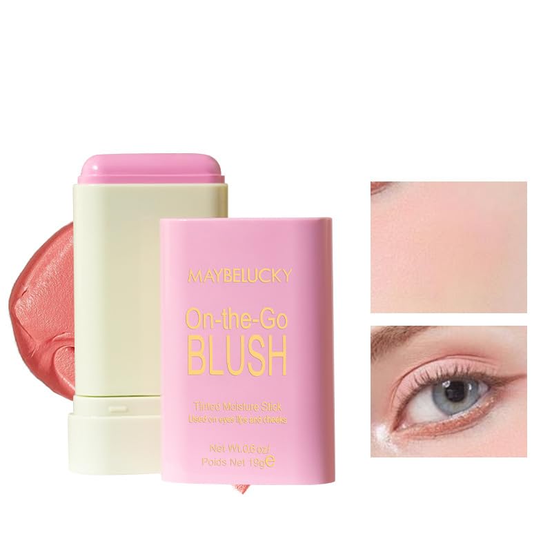 Creamy Highlighter Blush Stick - Skin-Illuminating Makeup, Long Lasting Waterproof Smooth Luminizer Shimmer, Suitable for Girls and Women (Pearl White)