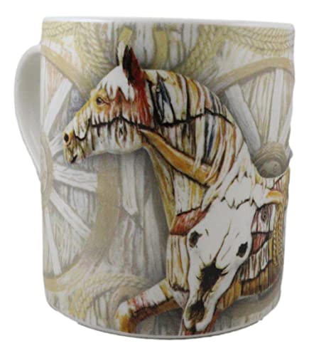 Ebros Gift The Trail Of Painted Ponies Western Ranch Wagon Wheel Cow Skull Bunkhouse Bronco Horse Ceramic Coffee Mug 11oz Drink Beer Stein Cup