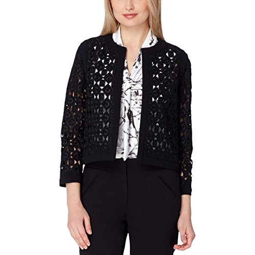 TAHARI ASL Women's Collarless Laser Cut Frame Jacket