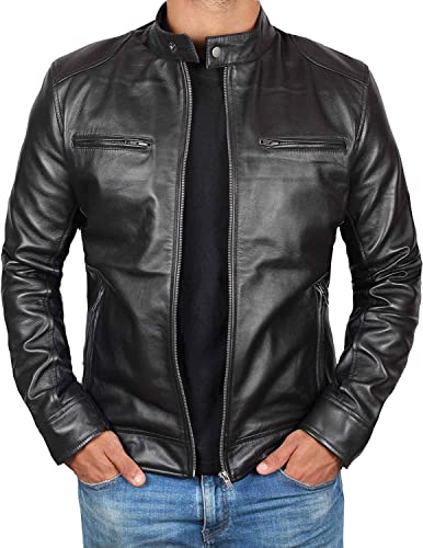 Black Leather Jacket Men - Lambskin Motorcycle Mens Leather Jackets