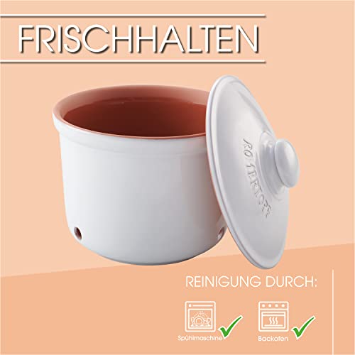 WERBUNG: Römertopf Zwiebeltopf Frische-Topf MAXI aus Naturton, Keramik Vorratstopf Ø 20,0cm weiß - JETZT BEI AMAZON KAUFEN!