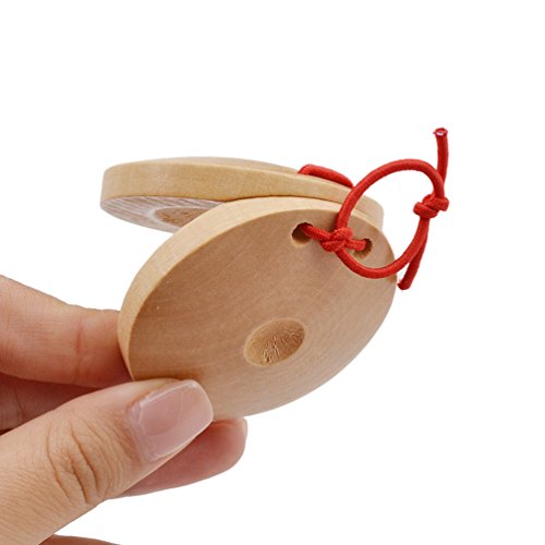 Wooden Castanets Round Finger Clappers Musical Instrument Educational Tools 1 Pair